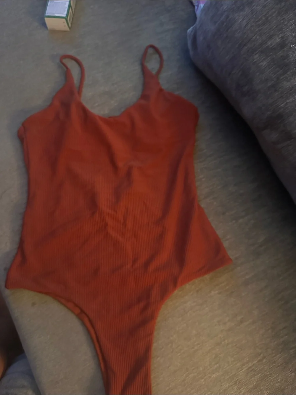 Rust colored Ribbed One-Piece Swimsuit - Picture 1 of 3